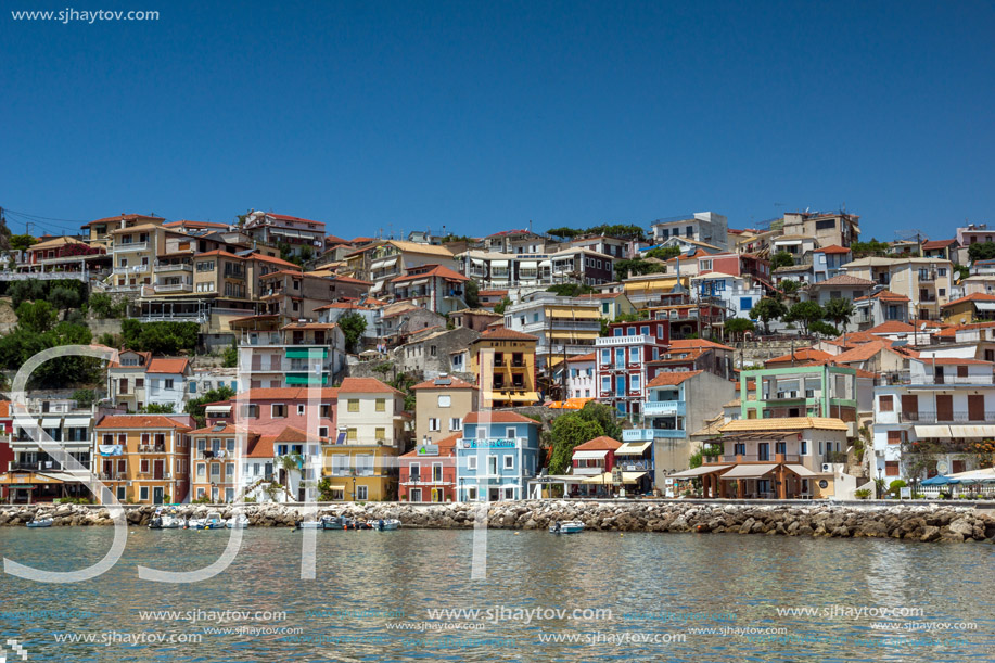 PARGA, GREECE - JULY 17, 2014: Amazing Panoramic view from   embankment of town of Parga, Epirus, Greece