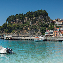 PARGA, GREECE - JULY 17, 2014: Amazing Panoramic view from   embankment of town of Parga, Epirus, Greece