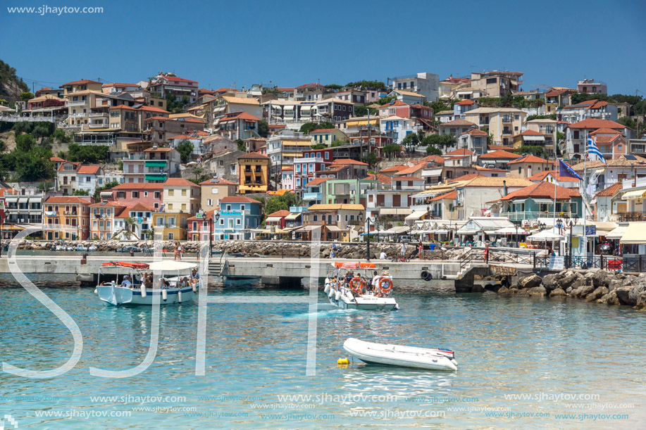 PARGA, GREECE - JULY 17, 2014: Amazing Panoramic view from   embankment of town of Parga, Epirus, Greece