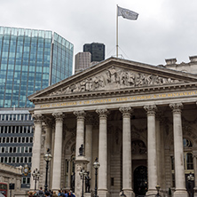 LONDON, ENGLAND - JUNE 18, 2016: The Royal Exchange in city of London, England, Great Britain