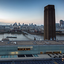 LONDON, ENGLAND - JUNE 18, 2016: Amazing Sunset panorama from Tate modern Gallery to city of London, England, Great Britain