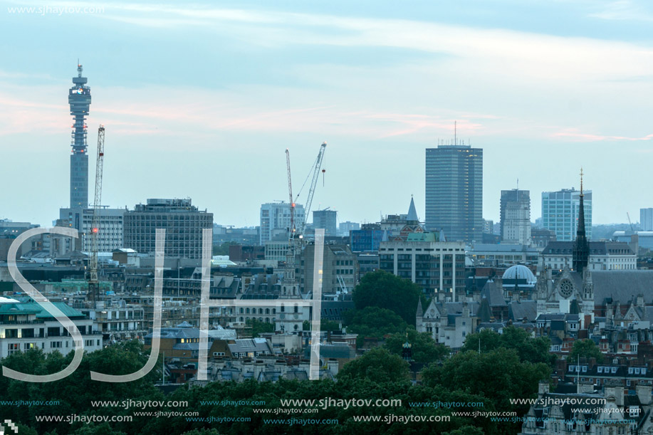 LONDON, ENGLAND - JUNE 18, 2016: Amazing Sunset panorama from Tate modern Gallery to city of London, England, Great Britain