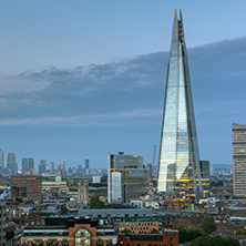 LONDON, ENGLAND - JUNE 18, 2016: Amazing Sunset panorama from Tate modern Gallery to city of London, England, Great Britain