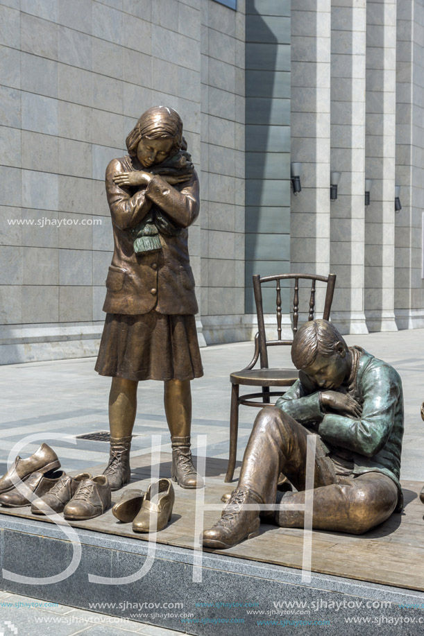 SKOPJE, REPUBLIC OF MACEDONIA - 13 MAY 2017: Holocaust Museum in city of  Skopje, Republic of Macedonia