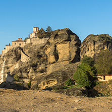 Amazing Sunset Panorama of  Holy Monastery of Varlaam in Meteora, Thessaly, Greece
