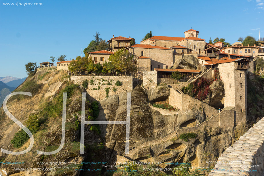 Amazing Landscape of Holy Monastery of Great Meteoron in Meteora, Thessaly, Greece