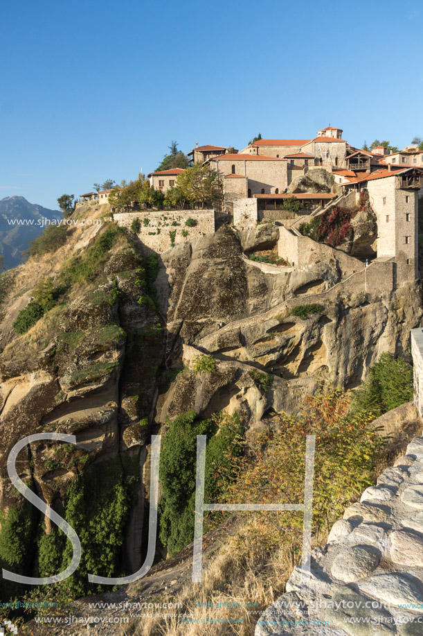 Amazing Landscape of Holy Monastery of Great Meteoron in Meteora, Thessaly, Greece