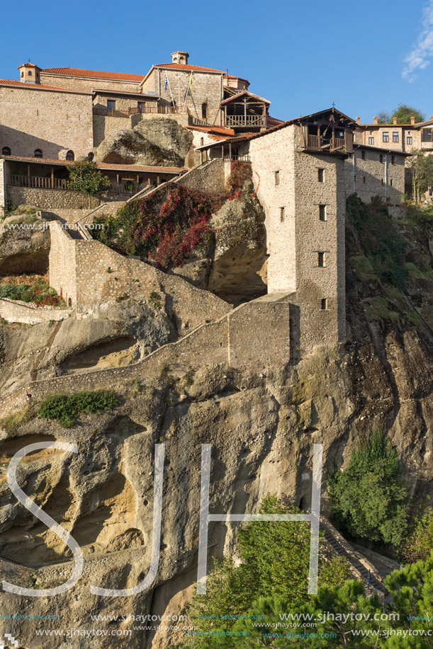 Amazing Landscape of Holy Monastery of Great Meteoron in Meteora, Thessaly, Greece