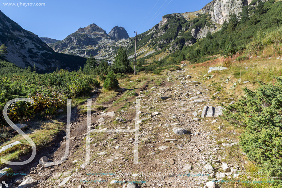 Landscape with Trail to climbing Malyovitsa peak, Rila Mountain, Bulgaria