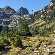 Landscape with Trail to climbing Malyovitsa peak, Rila Mountain, Bulgaria