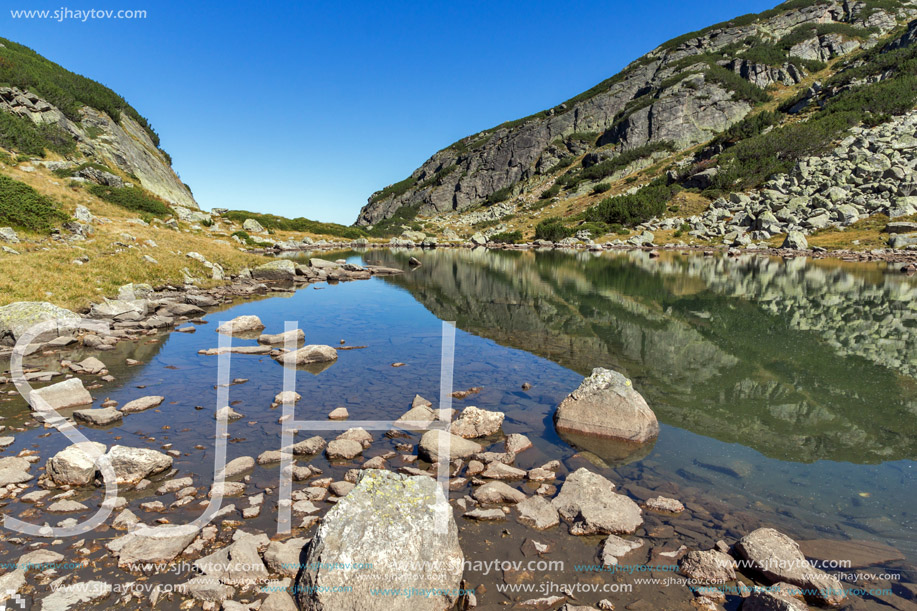 Amazing landscape of Lake with clear waters, Rila Mountain, Bulgaria
