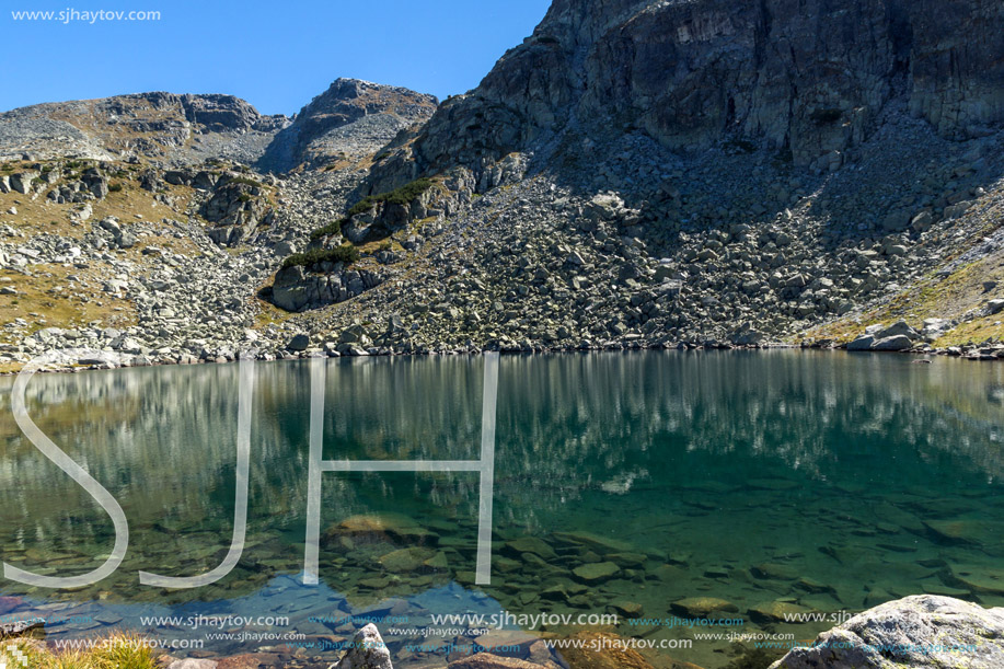Amazing landscape of Lake with clear waters, Rila Mountain, Bulgaria