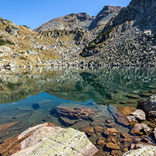 Amazing landscape of Lake with clear waters, Rila Mountain, Bulgaria