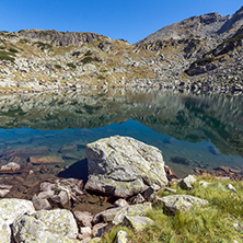 Amazing landscape of Lake with clear waters, Rila Mountain, Bulgaria