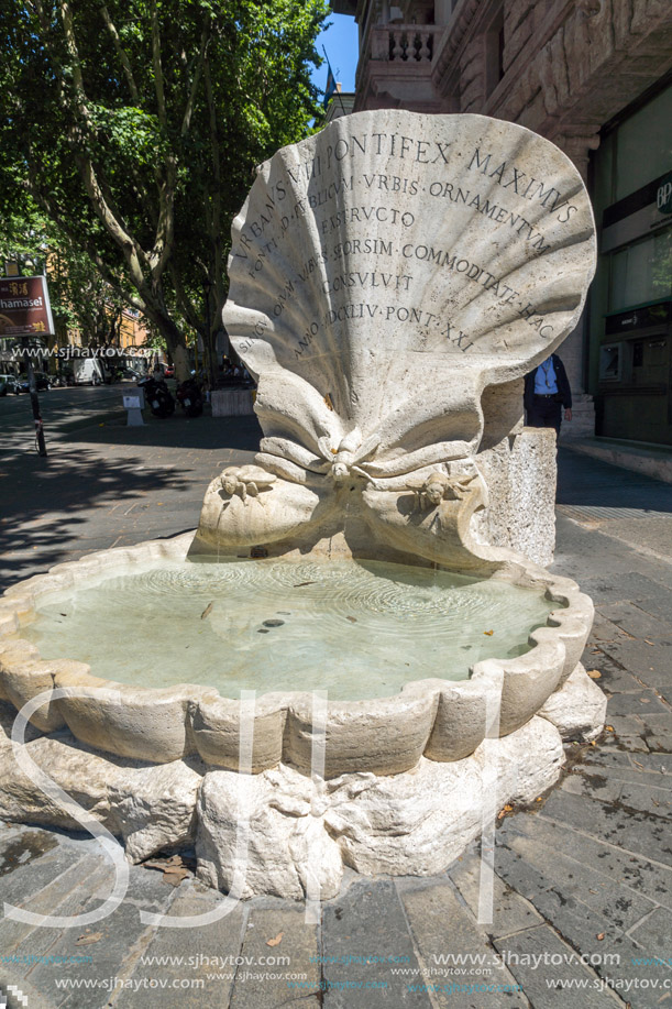 ROME, ITALY - JUNE 22, 2017: Amazing view of Fontana delle Api at Piazza Barberini in Rome, Italy