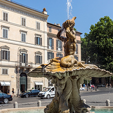 ROME, ITALY - JUNE 22, 2017: Amazing view of Triton Fountain at Piazza Barberini in Rome, Italy