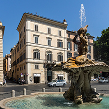 ROME, ITALY - JUNE 22, 2017: Amazing view of Triton Fountain at Piazza Barberini in Rome, Italy
