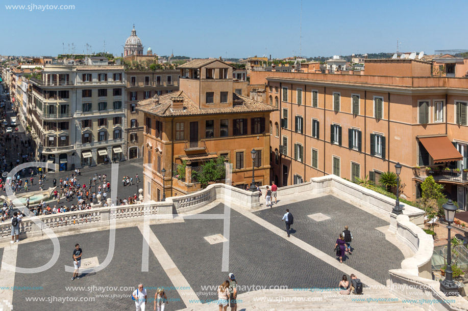 ROME, ITALY - JUNE 22, 2017: Amazing view of Spanish Steps and Piazza di Spagna in city of Rome, Italy