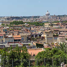 ROME, ITALY - JUNE 22, 2017: Amazing Panorama from Viale del Belvedere to city of Rome, Italy