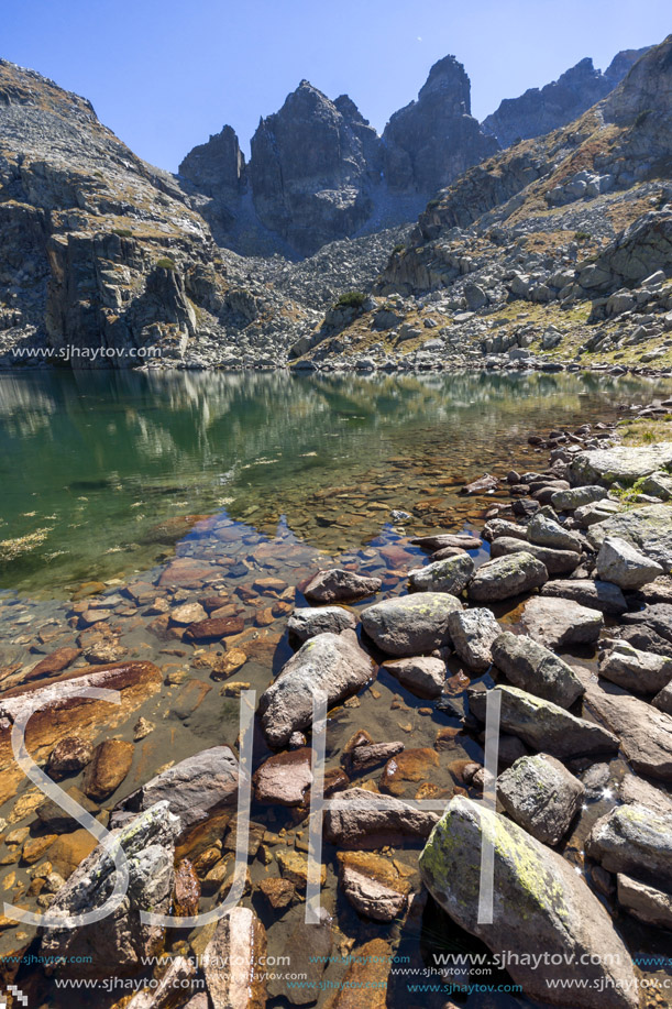 Amazing landscape of The Scary lake and Kupens peaks, Rila Mountain, Bulgaria
