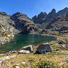 Amazing landscape of The Scary lake and Kupens peaks, Rila Mountain, Bulgaria