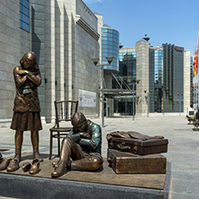 SKOPJE, REPUBLIC OF MACEDONIA - 13 MAY 2017: Holocaust Museum in city of  Skopje, Republic of Macedonia