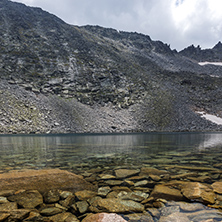 Amazing view of Ledenoto (Ice) Lake and Musala Peak, Rila mountain, Bulgaria