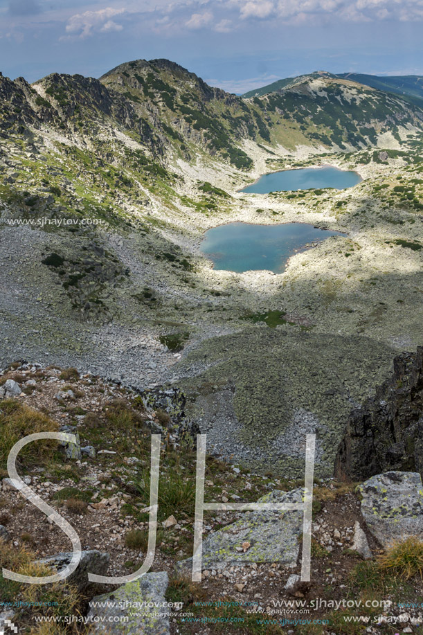 Panoramic view to Musalenski lakes from Musala Peak, Rila mountain, Bulgaria