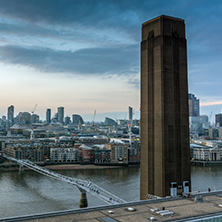 LONDON, ENGLAND - JUNE 18, 2016: Amazing Sunset panorama from Tate modern Gallery to city of London, England, Great Britain