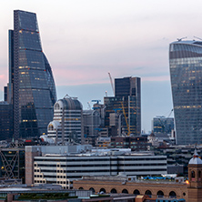 LONDON, ENGLAND - JUNE 18, 2016: Amazing Sunset panorama from Tate modern Gallery to city of London, England, Great Britain