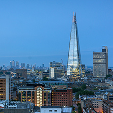 LONDON, ENGLAND - JUNE 18, 2016: Amazing Sunset panorama from Tate modern Gallery to city of London, England, Great Britain