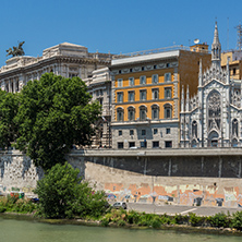 ROME, ITALY - JUNE 22, 2017: Amazing view of The Supreme Court of Cassation and Tiber River in city of Rome, Italy