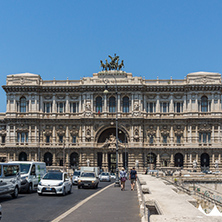 ROME, ITALY - JUNE 22, 2017: Amazing view of The Supreme Court of Cassation and Tiber River in city of Rome, Italy