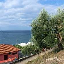 Panoramic view of Gea Beach at Sithonia peninsula, Chalkidiki, Central Macedonia, Greece