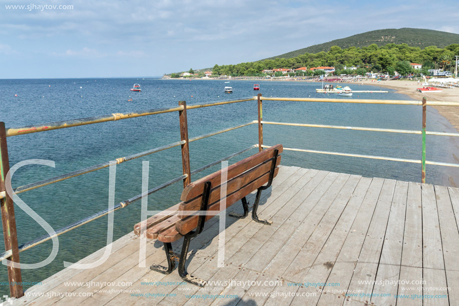 Panoramic view of Psakoudia Beach at Sithonia peninsula, Chalkidiki, Central Macedonia, Greece