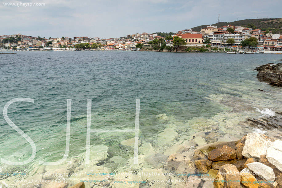 Panoramic view of town of Neos Marmaras at Sithonia peninsula, Chalkidiki, Central Macedonia, Greece