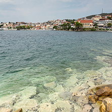 Panoramic view of town of Neos Marmaras at Sithonia peninsula, Chalkidiki, Central Macedonia, Greece