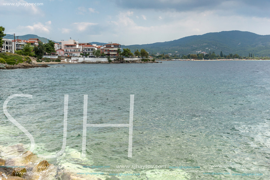 Panoramic view of town of Neos Marmaras at Sithonia peninsula, Chalkidiki, Central Macedonia, Greece