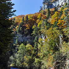 Panoramic Autumn view of Buynovsko gorge, Rhodope Mountains, Bulgaria