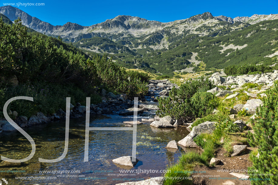 Amazing landscape of Mountain river and Banderishki Chukar peak, Pirin Mountain, Bulgaria