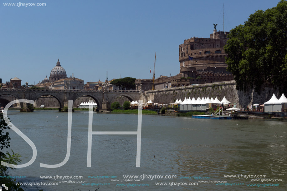 ROME, ITALY - JUNE 22, 2017: Amazing view of Vatican and Tiber River in city of Rome, Italy