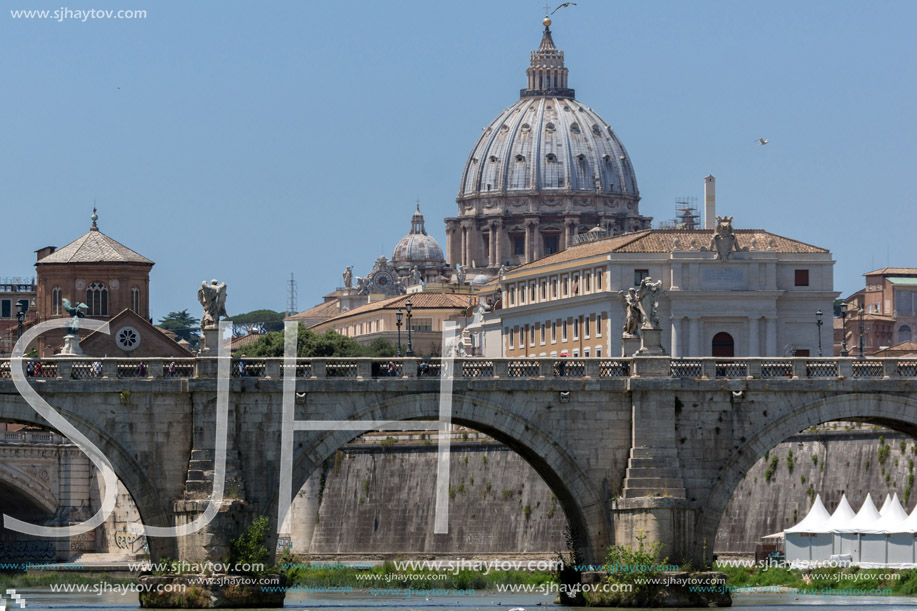 ROME, ITALY - JUNE 22, 2017: Amazing view of Vatican and Tiber River in city of Rome, Italy