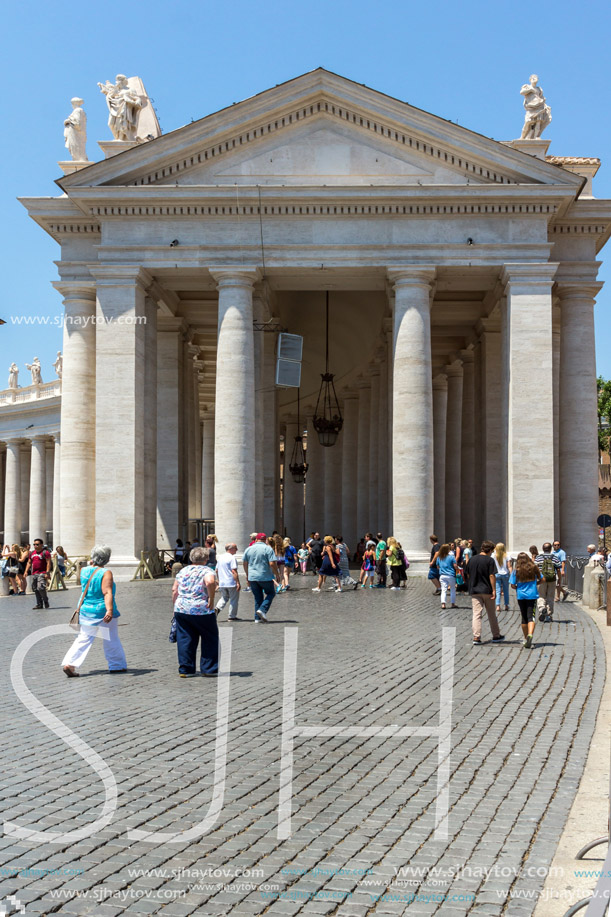 VATICAN CITY, ROME, ITALY - JUNE 22, 2017: Amazing view of St. Peter"s Basilica and Saint Peter"s Square, Vatican City, Rome, Italy
