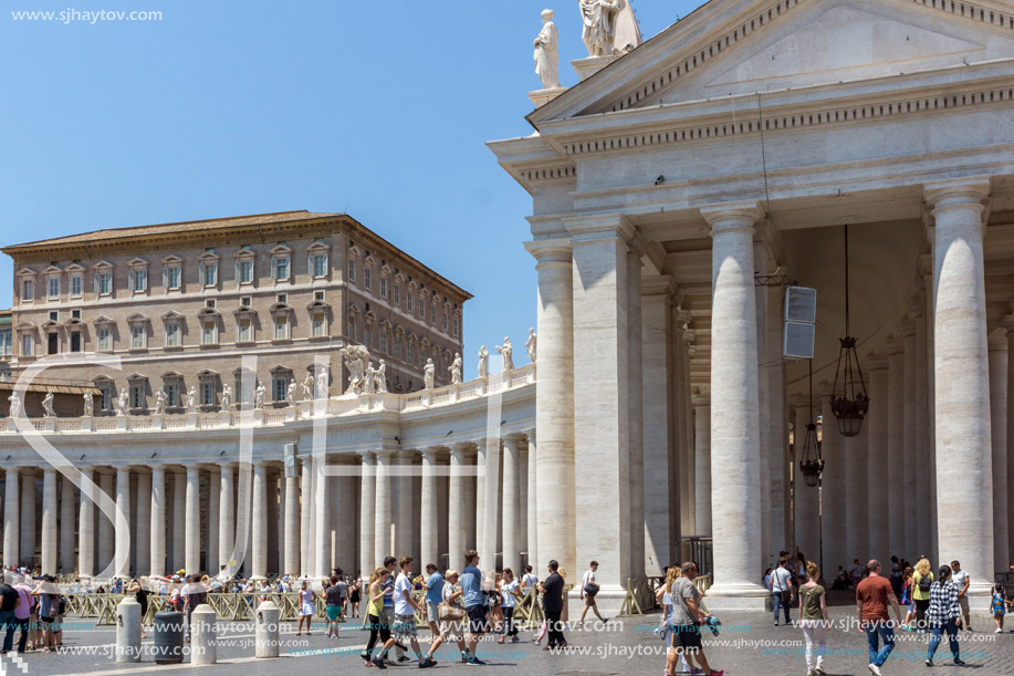 VATICAN CITY, ROME, ITALY - JUNE 22, 2017: Amazing view of St. Peter"s Basilica and Saint Peter"s Square, Vatican City, Rome, Italy