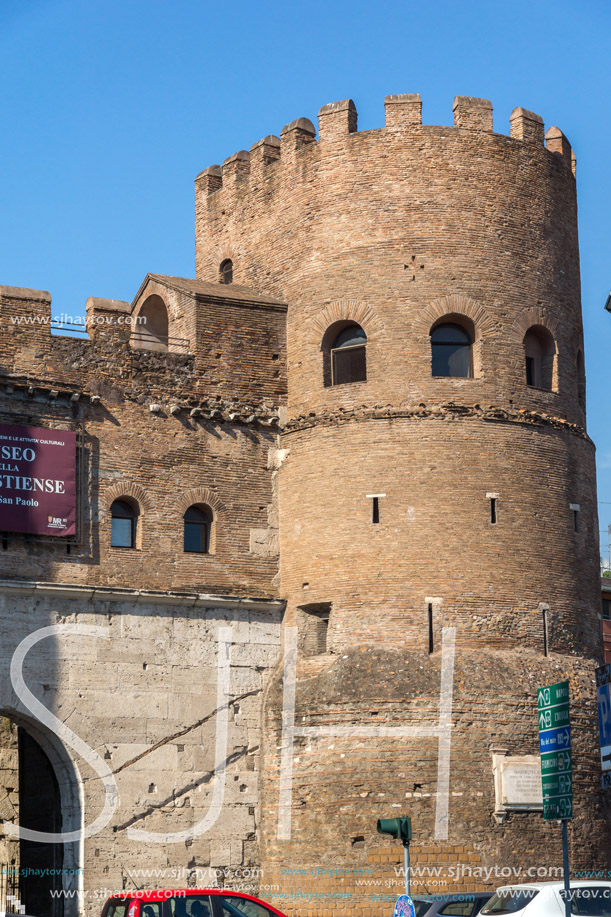 ROME, ITALY - JUNE 22, 2017: Amazing view of  Porta St. Paolo in city of Rome, Italy
