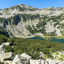 Amazing Panorama of Banderitsa fish lake, Pirin Mountain, Bulgaria