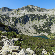 Amazing Panorama of Banderitsa fish lake, Pirin Mountain, Bulgaria