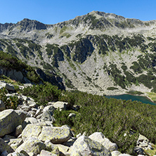 Amazing Panorama of Banderitsa fish lake, Pirin Mountain, Bulgaria