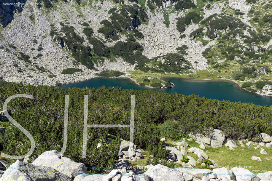 Amazing Panorama of Banderitsa fish lake, Pirin Mountain, Bulgaria