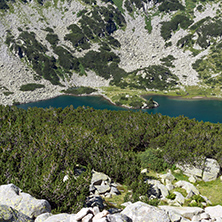 Amazing Panorama of Banderitsa fish lake, Pirin Mountain, Bulgaria